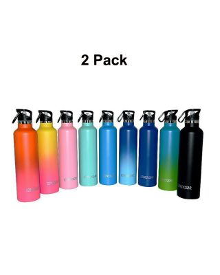 2 Pack 34 oz Stainless Steel Vaccum Insulated Water Bottle 3 Lids, Straws, Clip