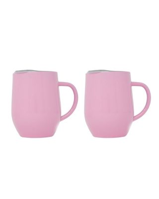 2 Pack 12 oz Handle Pink Stainless Steel Mug Cup with Lid Double Wall Insulated
