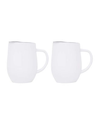 2 Pack 12 oz Handle White Stainless Steel Mug Cup with Lid Double Wall Insulated