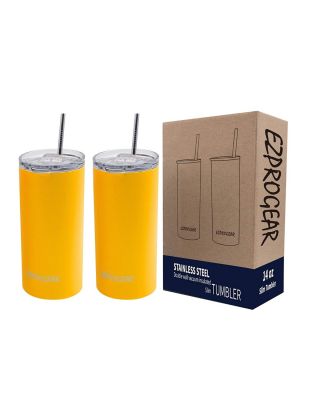 Ezprogear 14 oz 2-pack Mango Stainless Steel Skinny Tumbler Double Wall 
