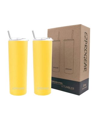 Ezprogear 20 oz Cyber Yellow Stainless Steel SkinnyTumbler w/Straws (2 Pack)