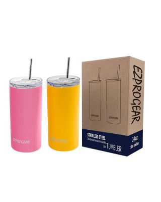Ezprogear 14 oz 2-pack Punch and Mango Double Wall Stainless Steel Skinny Tumbler 