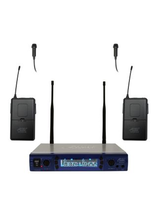 6952U863 UHF Dual Channel Battery Powered Wireless with Mini Lavalier Microphone 