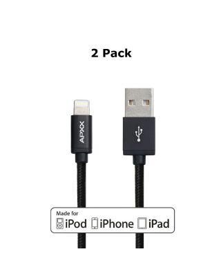 APXX 2-Pack 3Ft & 6Ft Apple MFI Certified Nylon Braided Lightning Cable AL336D 