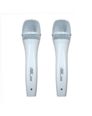 Audio2000 APM1069D Dynamic White Microphone with Holder (2 Pack)