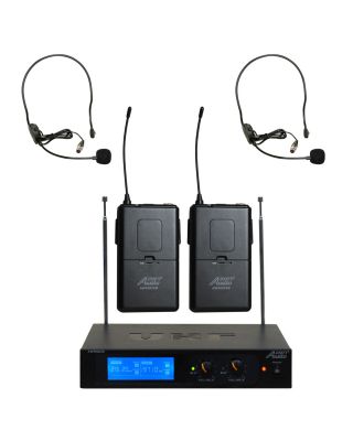 Audio2000s 6026VH VHF Ultra-Slim Wireless Microphone w/2 Headset Mic