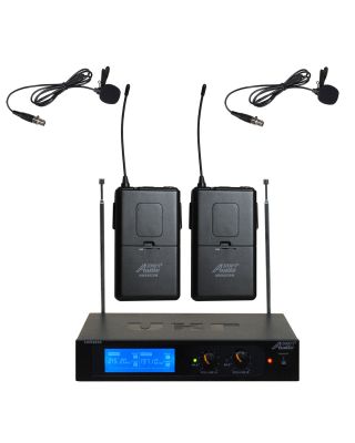 Audio2000s 6026VM VHF Dual Channel Wireless Microphone w/ 2 Lapel (Lavalier)