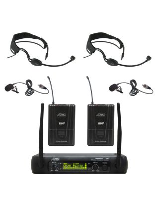 Audio2000s 6074UF UHF Wireless Microphone Headband Headset & Lavalier
