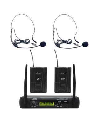 Audio2000 6074UH UHF Dual Wireless Microphone 2 Headset Mic