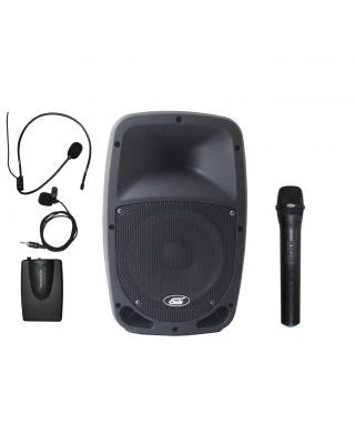 Audio2000s AWP6407HL 30W Dual Channel Wireless Microphone Bluetooth Portable PA System 1 Handheld & 1 Bodypack