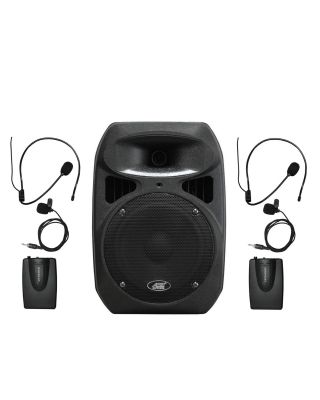 Audio2000s AWP6408M 50W Dual Channel Wireless Microphone Portable PA System 2 Body-Pack