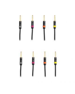 Audio2000's C09025C4B 25ft 1/4" TS To 1/4" TS Cable with Color Ring (4 Pack)
