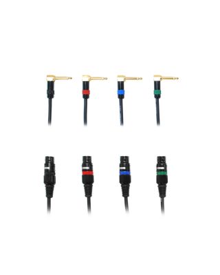 C23003C4A 3 Ft 1/4" TS Right Angle to XLR Female Microphone Cable (4 Pack)
