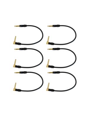 Audio2000's C28001P6 1Ft 1/4" TS Right Angle To 1/4" TS Cable (6 Pack)