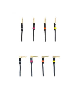 Audio2000's C28003C4B 3Ft 1/4" TS Right Angle To 1/4" TS Cable with Color Ring (4 Pack)