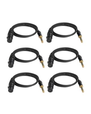 Audio2000's E06103P6 3Ft 1/4" TRS to XLR Female Audio Cable (6 Pack)