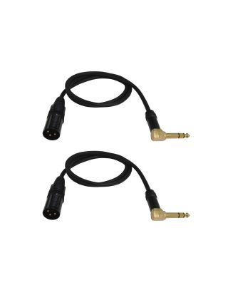 Audio2000's E14103P2 3 Ft 1/4" TRS Right Angle to XLR Male Audio Cable (2 Pack)