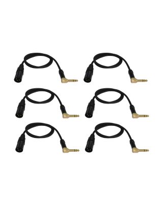 Audio2000's E14103P6 3 Ft 1/4" TRS Right Angle to XLR Male Audio Cable (6 Pack)