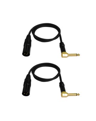 Audio2000's E17103P2 3 Ft 1/4" TS Right Angle to XLR Male Audio Cable (2 Pack)