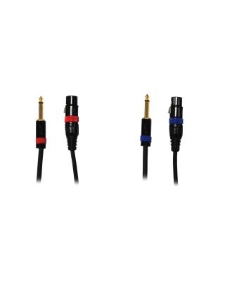 Audio2000's E07103RB2 3Ft 1/4" TS To XLR Female Microphone Cable (2 Pack)