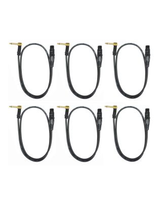 Audio2000's E23103P6 3 Ft 1/4" TS Right Angle to XLR Female Microphone Cable (6 Pack)