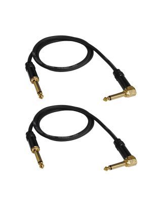Audio2000's E28103P2 3Ft 1/4" TS Right Angle To 1/4" TS Audio Cable (2 Pack)