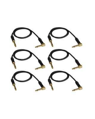 Audio2000's E28103P6 3Ft 1/4" TS Right Angle To 1/4" TS Audio Cable (6 Pack)
