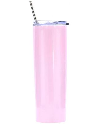 Ezprogear 20 oz Stainless Steel 1 Pack Glossy  Carnation Slim Skinny Vacuum Insulated Tumbler with Lid and Straw