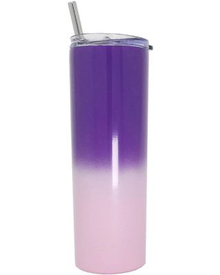 Ezprogear 20 oz Stainless Steel 1 Pack Glossy Grape/Carnation Slim Skinny Vacuum Insulated Tumbler with Lid and Straw