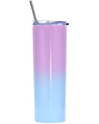 Ezprogear 20 oz Stainless Steel 1 Pack Glossy Lavender/Cornflower Slim Skinny Vacuum Insulated Tumbler with Lid and Straw
