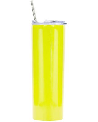 Ezprogear 20 oz Stainless Steel 1 Pack Glossy Lemon Yellow Slim Skinny Vacuum Insulated Tumbler with Lid and Straw