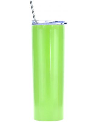 Ezprogear 20 oz Stainless Steel 1 Pack Glossy Lime Green Slim Skinny Vacuum Insulated Tumbler with Lid and Straw