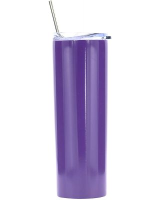 Ezprogear 20 oz Stainless Steel 1 Pack Glossy Grape Slim Skinny Vacuum Insulated Tumbler with Lid and Straw