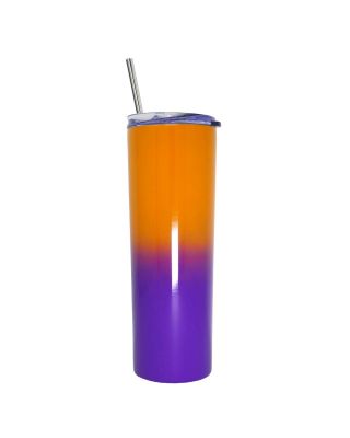 Ezprogear 20 oz Stainless Steel 1 Pack Glossy Dark Orange/Grape Slim Skinny Vacuum Insulated Tumbler with Lid and Straw