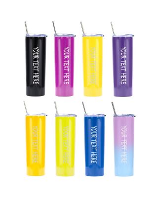 Customize 20 oz Stainless Steel Slim Tumbler Glossy Painting with Lid and Straw