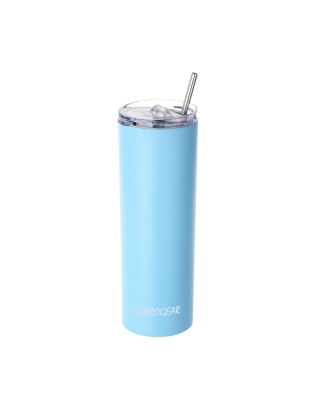 Ezprogear 20 oz Slim Blue Cornflower Stainless Steel Skinny Insulated Tumbler 2 Straws, Brush, Lid