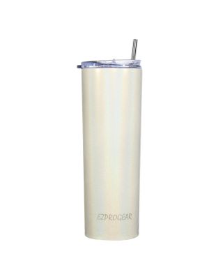 Ezprogear 20 oz Stainless Steel 1 Pack Glitter White Slim Skinny Vacuum Insulated Tumbler with Lid and Straw
