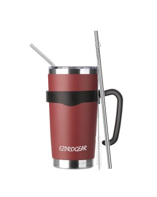 Ezprogear 20 oz Cherry Red Stainless Steel Tumbler Double Wall Vacuum Insulated with Straws and Handle (20 oz, Cherry)