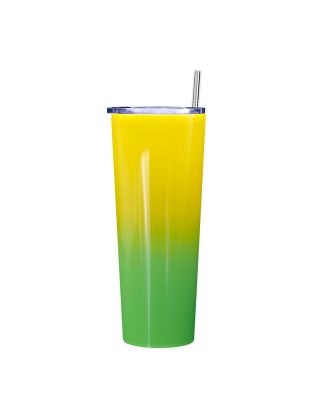 Ezprogear 26 oz Stainless Steel 1 Pack Double Wall Vacuum Insulated Slim Skinny Travel Mug Water Tumbler with Lid and Straw (Glossy Neon Yellow/Lime Green)
