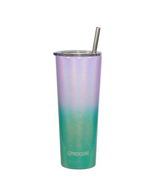 Ezprogear 26 oz Stainless Steel 1 Pack Glitter  Purple/Green Double Wall Vacuum Insulated Slim Skinny Travel Mug Water Tumbler with Lid and Straw