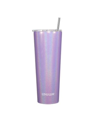 Ezprogear 26 oz Stainless Steel 1 Pack Glitter Violet Double Wall Vacuum Insulated Slim Skinny Travel Mug Water Tumbler with Lid and Straw