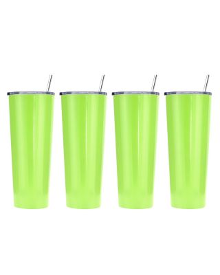 Ezprogear 26 oz Stainless Steel Slim Vacuum Insulated Glossy 4 Pack Tumbler (Glossy Lime Green)