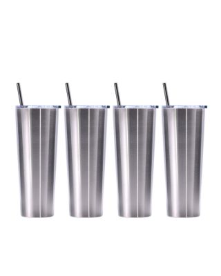 Ezprogear 26 oz Stainless Steel Slim Vacuum Insulated Glossy 4 Pack Tumbler (Glossy Stainless)