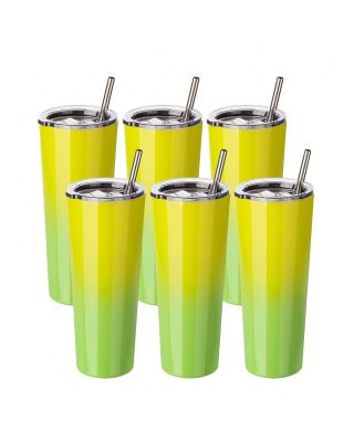 Ezprogear 26 oz Stainless Steel Slim Vacuum Insulated Glossy 6 Pack Tumbler (Glossy Neon Yellow/Lime Green)