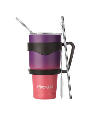 Ezprogear 30 oz Grape/Punch Stainless Steel Tumbler Double Wall Vacuum Insulated with Straws and Handle