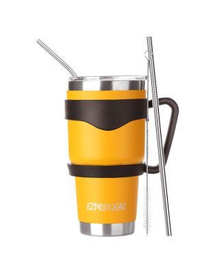 Ezprogear 30 oz Mango Stainless Steel Tumbler Double Wall Vacuum Insulated with Straws and Handle