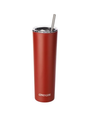 Ezprogear 34oz Matte Cherry Stainless Steel Slim Skinny Tumbler Vacuum Insulated with Straws 