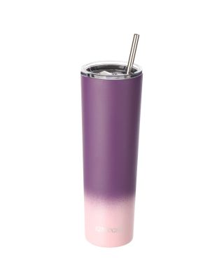 Ezprogear 34oz Matte Grape/Carnation Stainless Steel Slim Skinny Tumbler Vacuum Insulated with Straws 