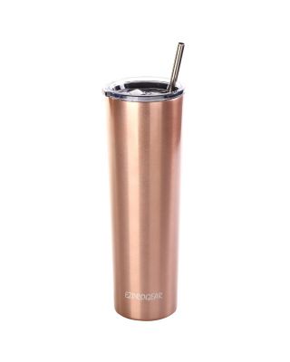 Ezprogear 34oz Matte Rose Gold Stainless Steel Slim Skinny Tumbler Vacuum Insulated with Straws 