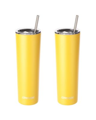 Ezprogear 34oz 2-pack Matte Cyber Stainless Steel Slim Skinny Tumbler Vacuum Insulated with Straws 